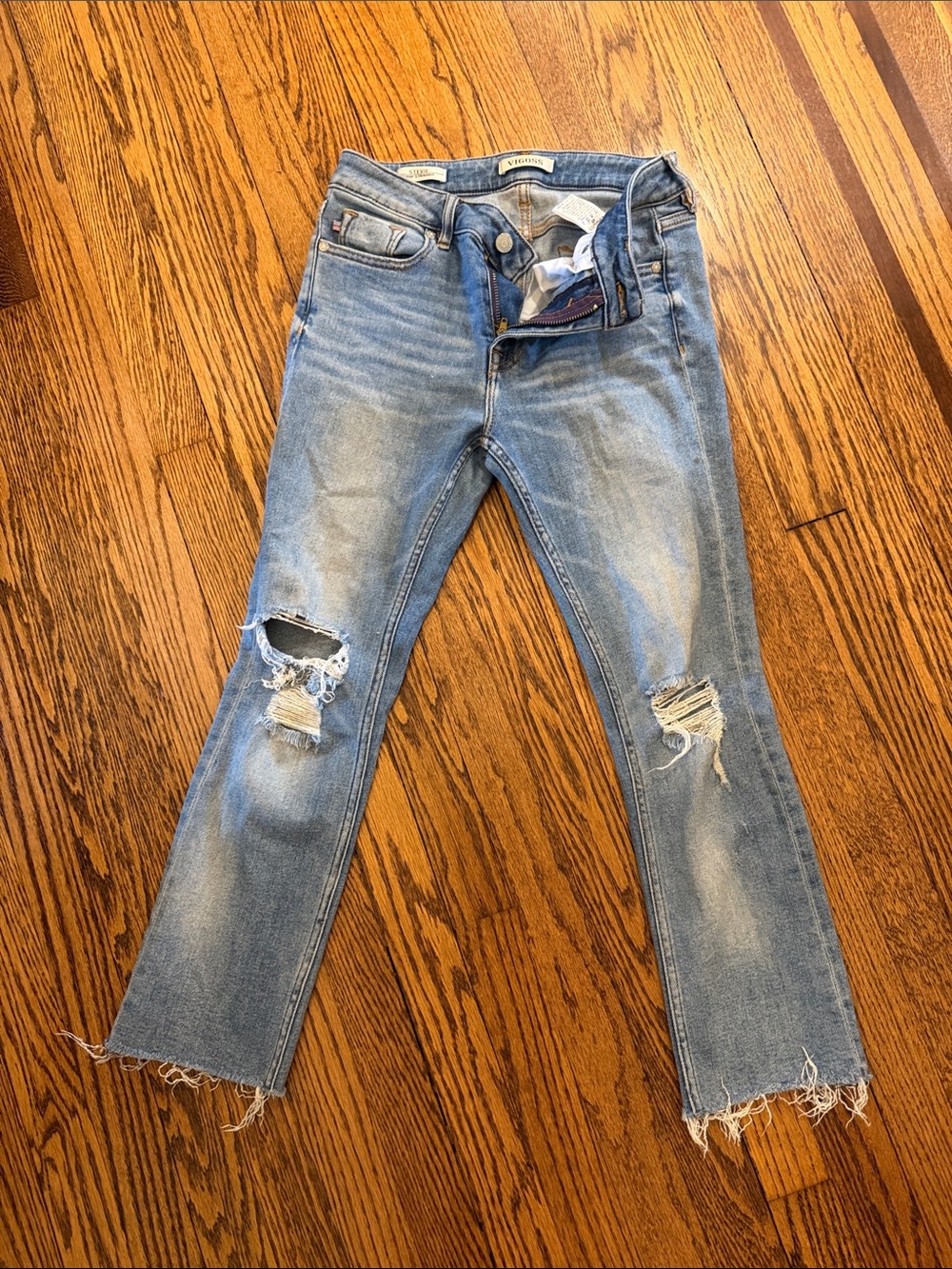 Vigoss Light Blue Distressed Straight Leg Jeans